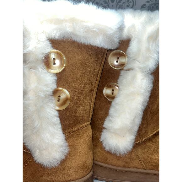 SO Chestnut Suede Fur Trim Tall Boots Sz 9 - Picture 5 of 5
